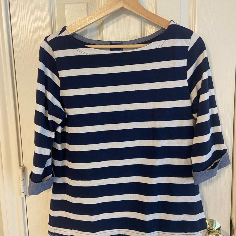 Classic Navy and White Striped Blouse